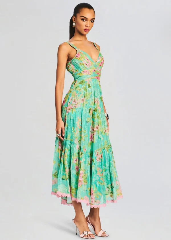 Tropical Hues*Retrofete Azra Long Dress Teal Floral