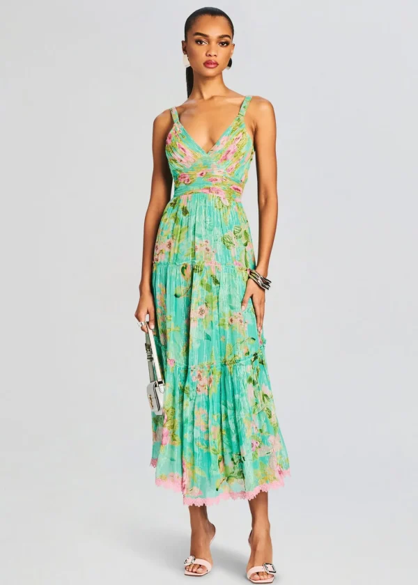 Trending*Retrofete Azra Long Dress Teal Floral