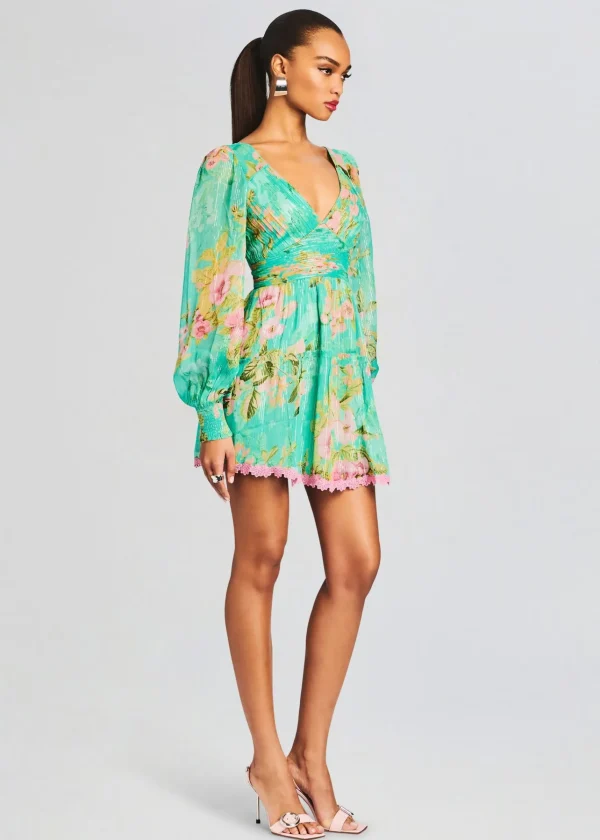 Mini*Retrofete Azra Short Dress Teal Floral