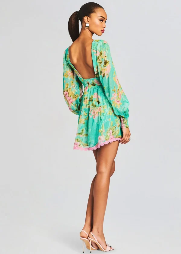 Trending*Retrofete Azra Short Dress Teal Floral