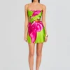 Tropical Hues*Retrofete Azura Silk Dress Lime Anthurium