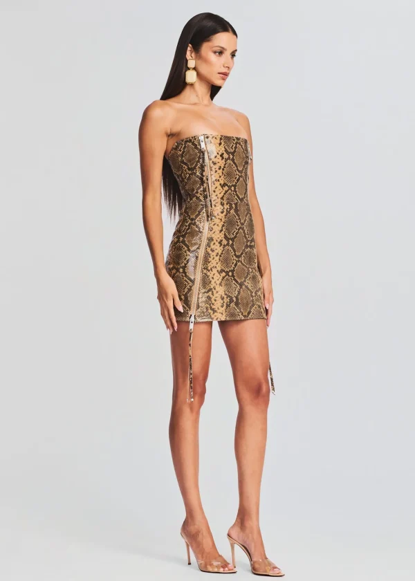 RETROFÊTE*Retrofete Beatrice Leather Dress Tannin Snake
