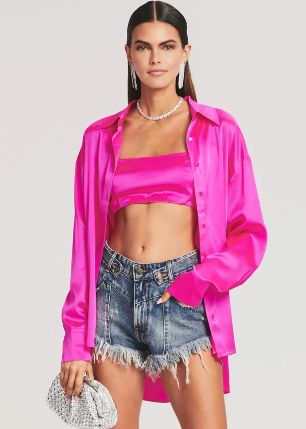 Honeymoon Looks*Retrofete Bec Silk Top Neon Pink