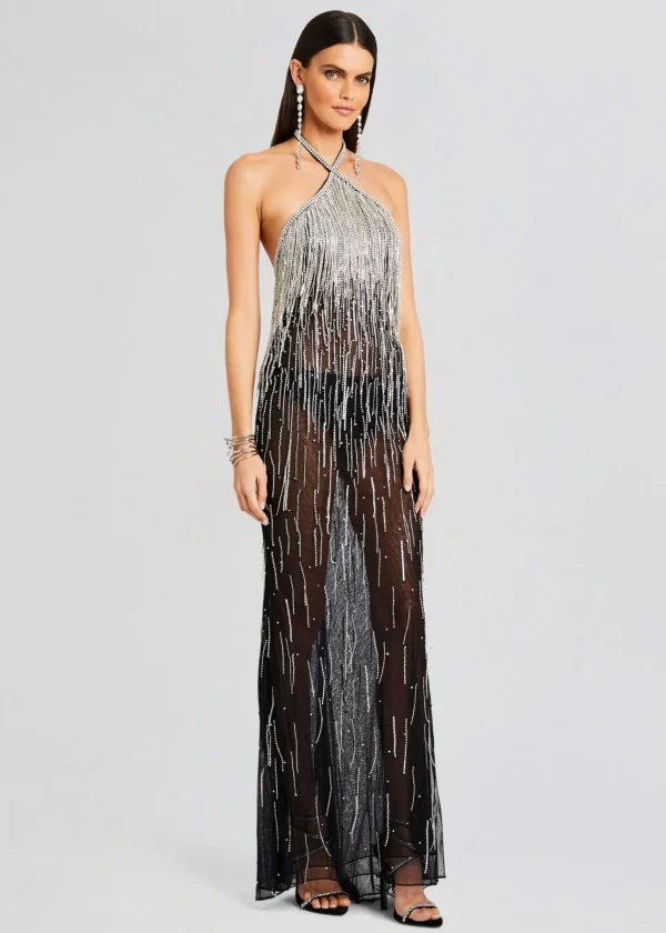 Dresses*Retrofete Belle Embellished Fringe Dress Black/Silver