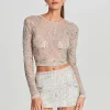 Sequin Styles*Retrofete Bessie Sequin Top Silver/White