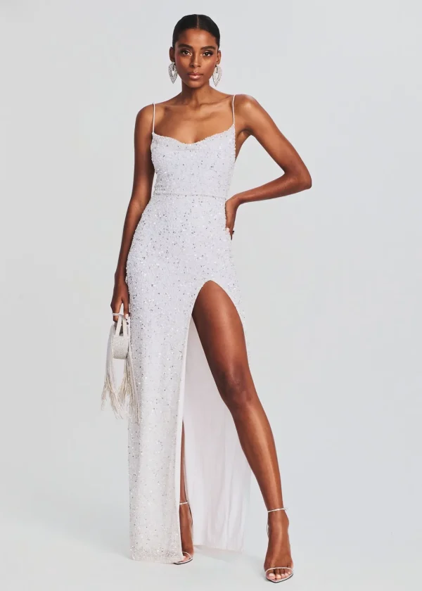 Sequin Styles*Retrofete Blair Sequin Dress Silver/White
