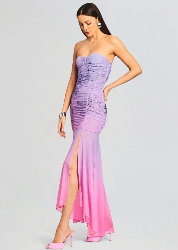 Guest Of*Retrofete Blake Long Dress Pink and Purple