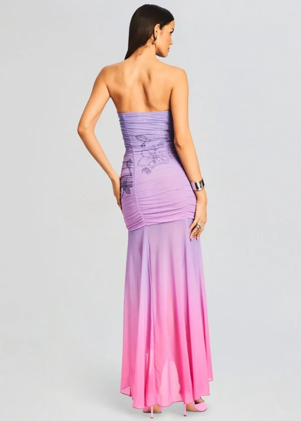 Guest Of*Retrofete Blake Long Dress Pink and Purple