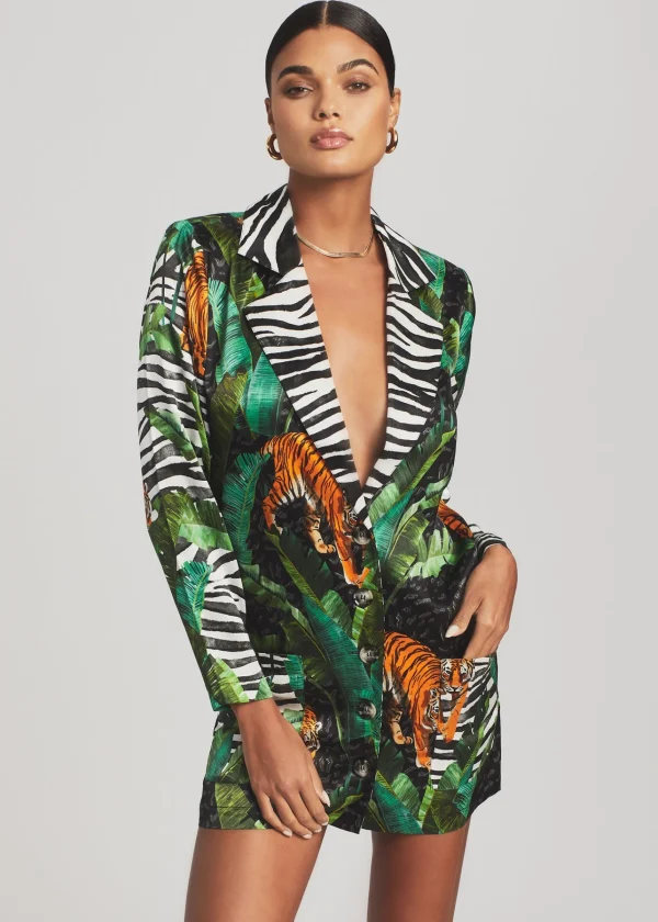 Honeymoon Looks*Retrofete Blake Silk Blazer Mixed Safari