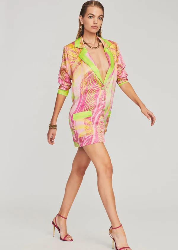 Final Sale*Retrofete Blake Silk Blazer Tropical Palm