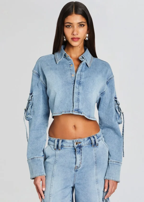 RETROFÊTE*Retrofete Blu Cargo Top Vintage Celeste
