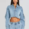 Denim*Retrofete Blu Cargo Top Vintage Celeste