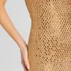 RETROFÊTE*Retrofete Boa Embellished Knit Dress Iridescent Gold