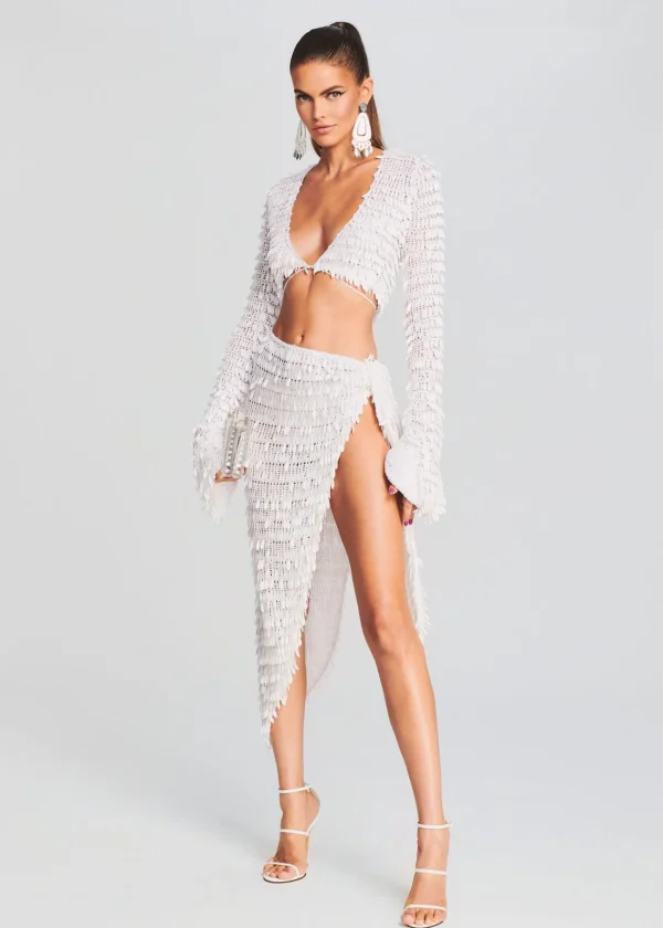 Sequin Styles*Retrofete Brasília Crochet Pareo Skirt White