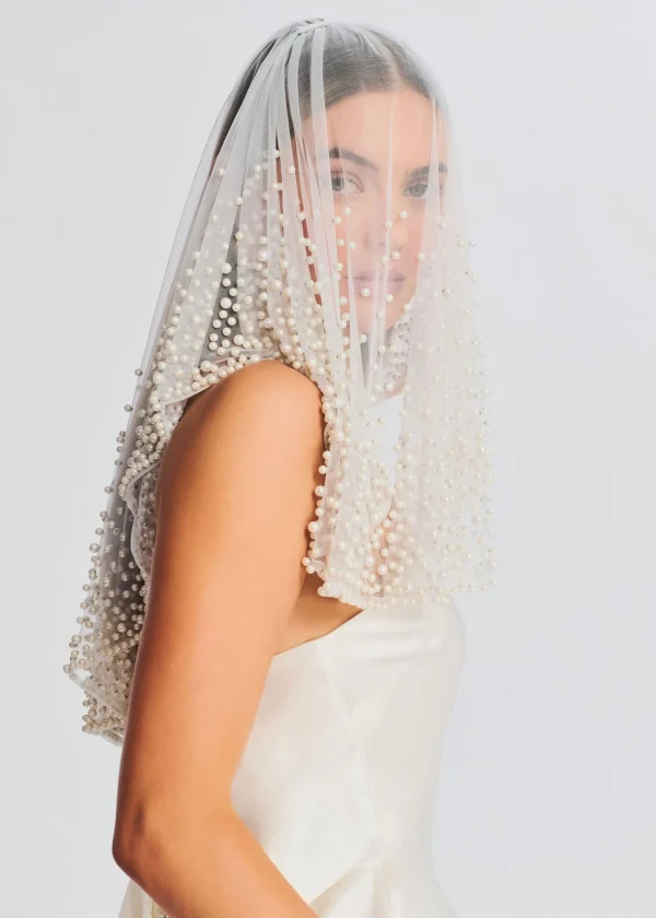 Bridal Shower*Retrofete Bridgette Pearl Veil White