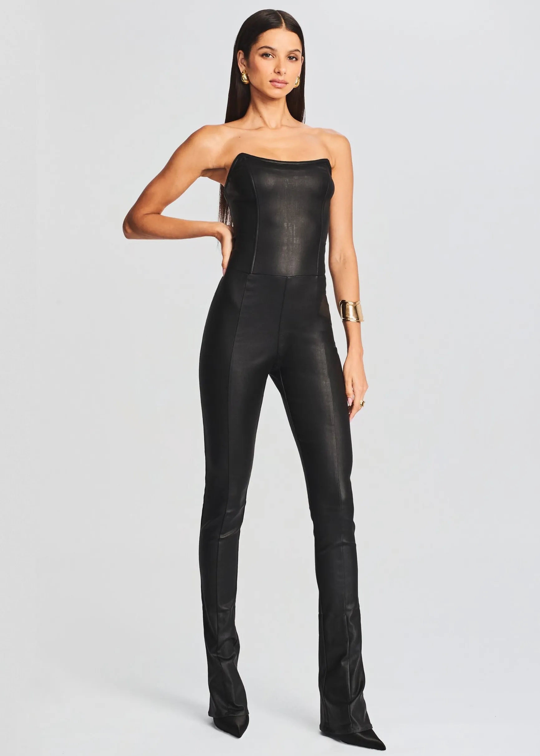 brinley_coated_denim_jump_0.webp Jumpsuits*Retrofete Brinley Coated Denim Jumpsuit Coated Black