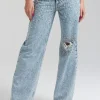 Bottoms*Retrofete Bronte Wide Leg Crystal Embellished Jean Arctic Crystal