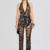 Sheer Bliss*Retrofete Cali Sequin Crochet Jumpsuit Black