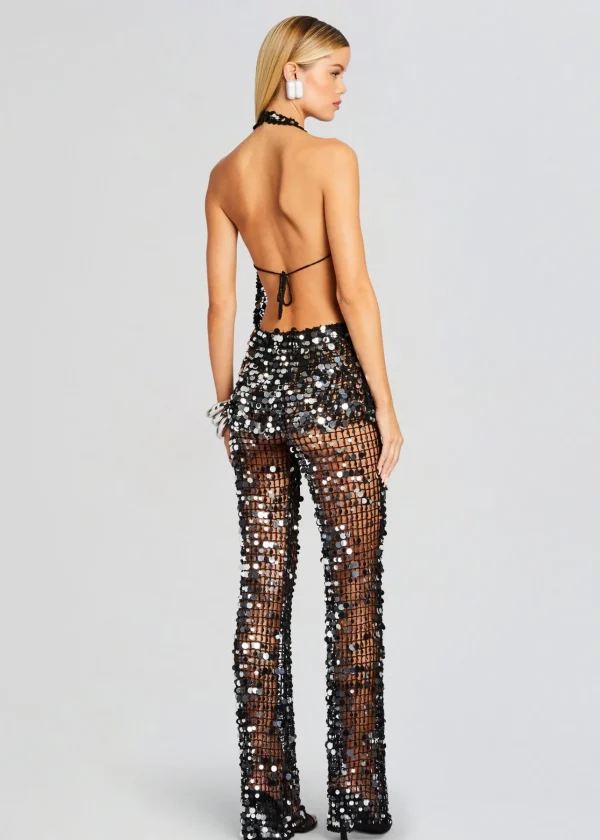 Spring Knits*Retrofete Cali Sequin Crochet Jumpsuit Black