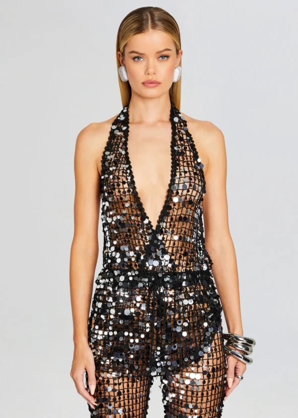 Resort '24*Retrofete Cali Sequin Crochet Jumpsuit Black