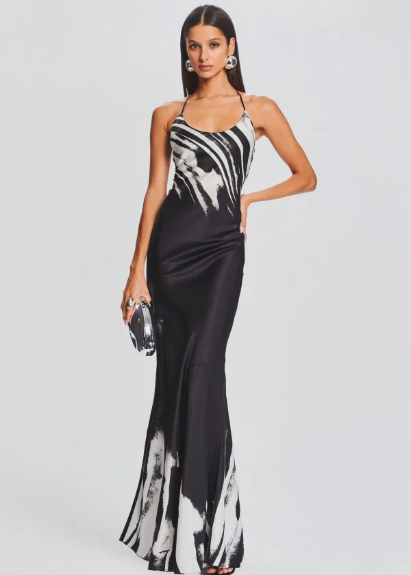RETROFÊTE*Retrofete Cami Silk Dress Zebra Ink Ombre