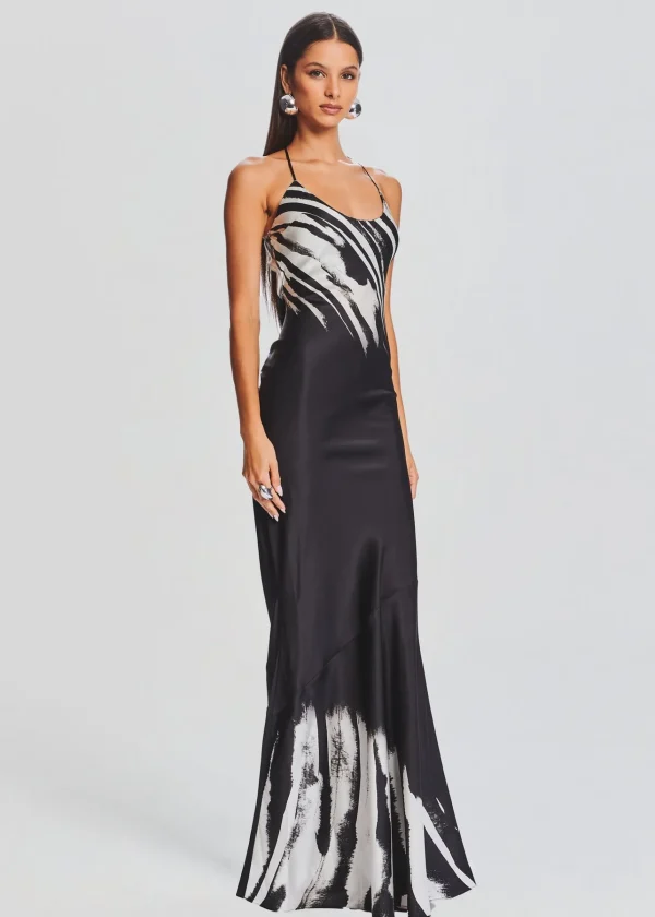 RETROFÊTE*Retrofete Cami Silk Dress Zebra Ink Ombre
