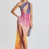 RETROFÊTE*Retrofete Candice Sequin Crochet Dress Sunset Ombre