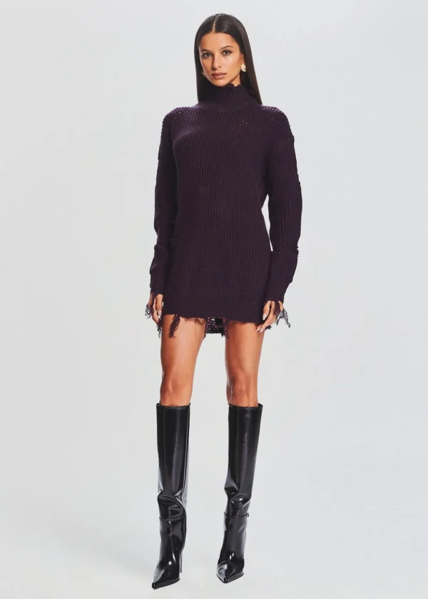 Spring Knits*Retrofete Capala Sweater Dress Eggplant