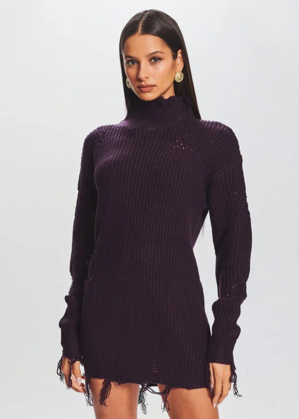 Spring Knits*Retrofete Capala Sweater Dress Eggplant