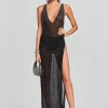 RETROFÊTE*Retrofete Carmella Embellished Chiffon Dress Black/Silver
