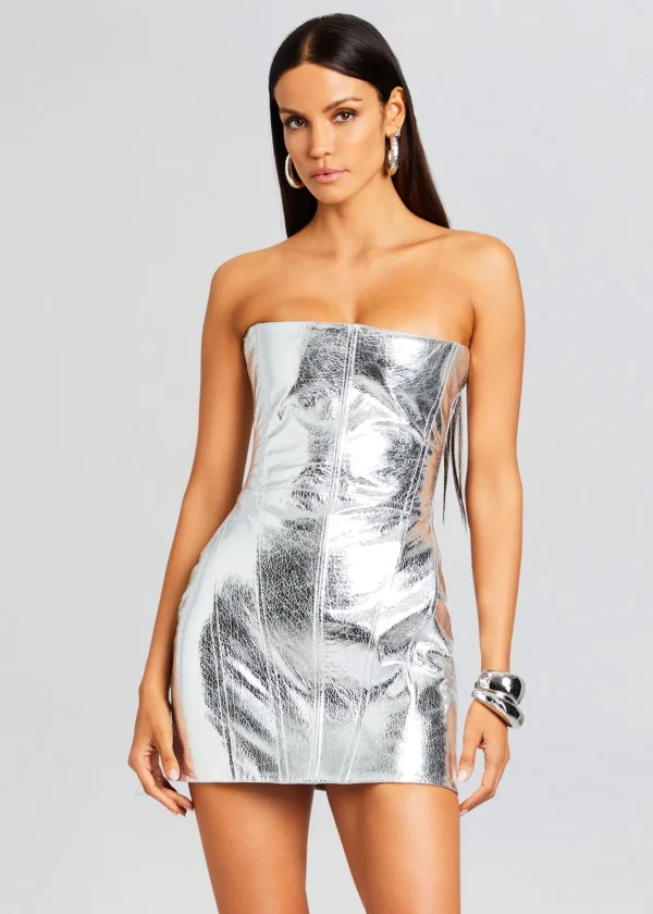 RETROFÊTE*Retrofete Casmir Leather Dress Silver