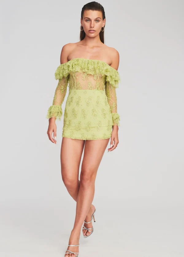 Final Sale*Retrofete Castella Embellished Lace Dress Lime Green