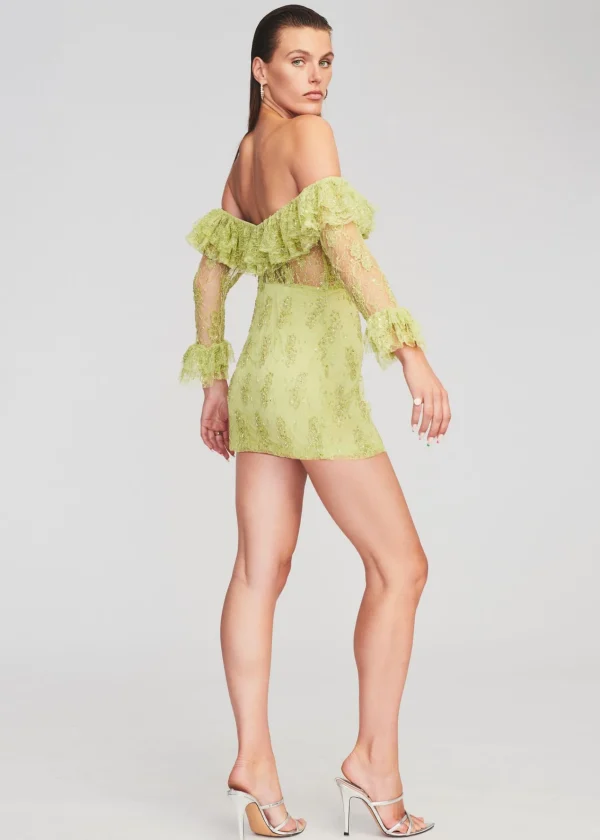 Final Sale*Retrofete Castella Embellished Lace Dress Lime Green