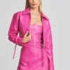 Jackets*Retrofete Castor Embellished Leather Jacket Neon Pink/Crystal