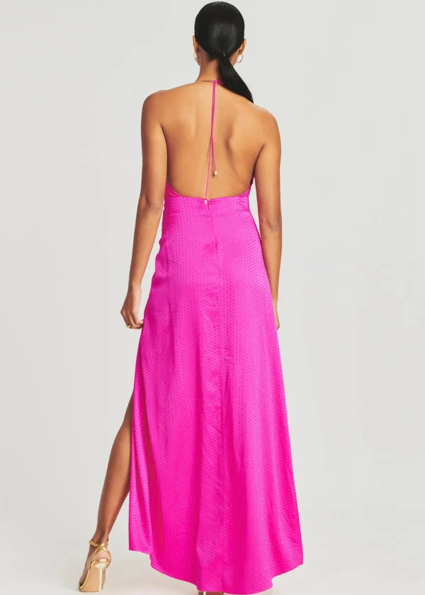 Dresses*Retrofete Ceres Embellished Silk Dress Neon Pink