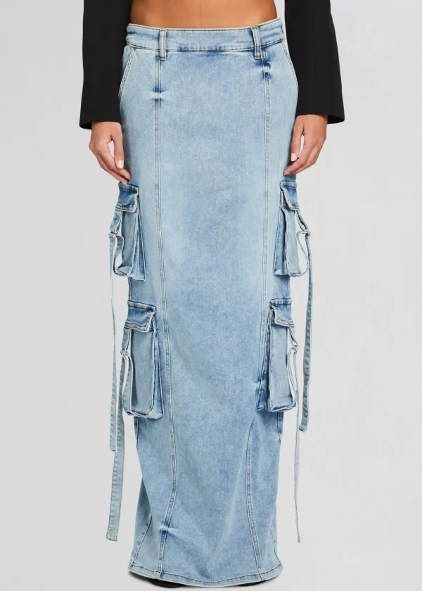 Denim*Retrofete Cerise Cargo Denim Skirt Vintage Celeste