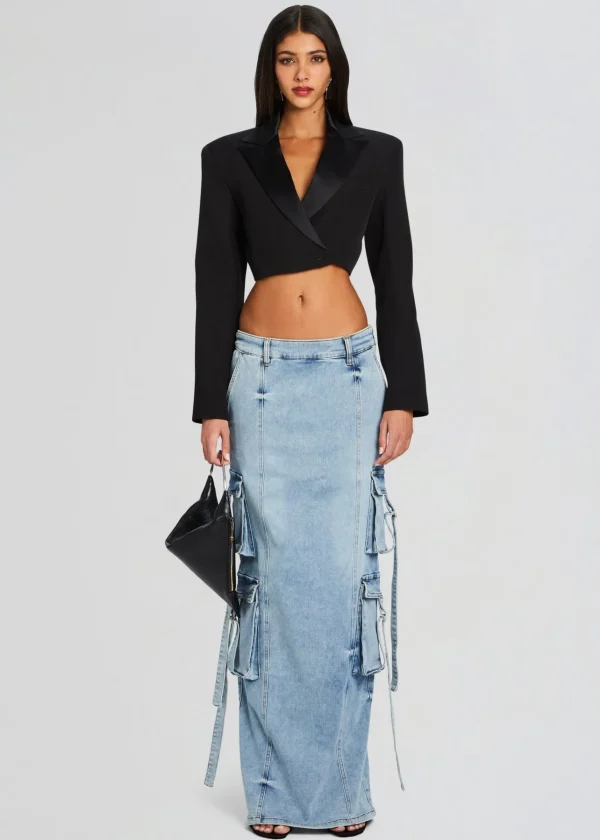 RETROFÊTE*Retrofete Cerise Cargo Denim Skirt Vintage Celeste