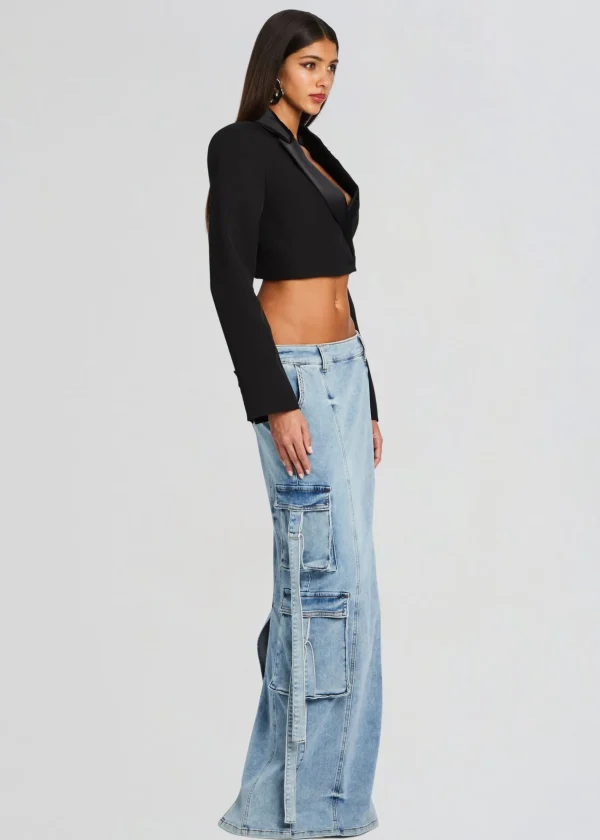 RETROFÊTE*Retrofete Cerise Cargo Denim Skirt Vintage Celeste