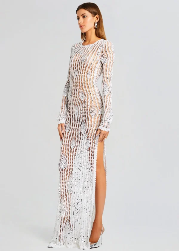 RETROFÊTE*Retrofete Cherri Sequin Crochet Dress White