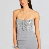 Exclusively Ours*Retrofete Chloe Embellished Top Gray/Silver