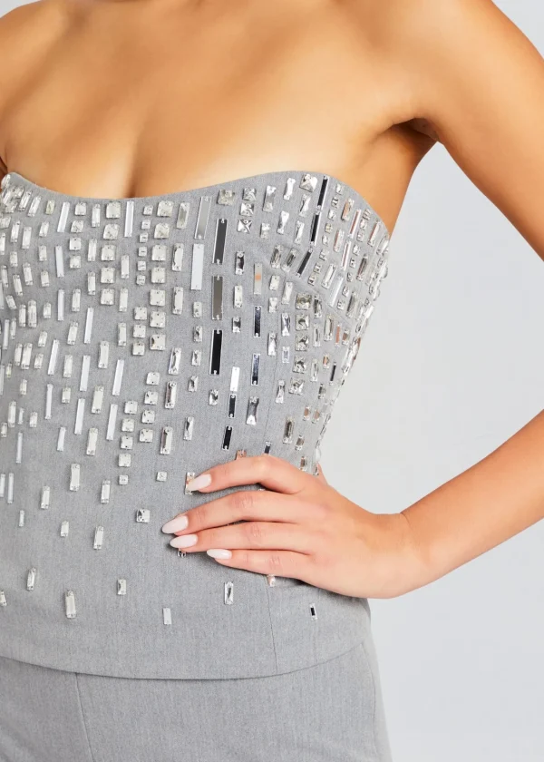 Exclusively Ours*Retrofete Chloe Embellished Top Gray/Silver
