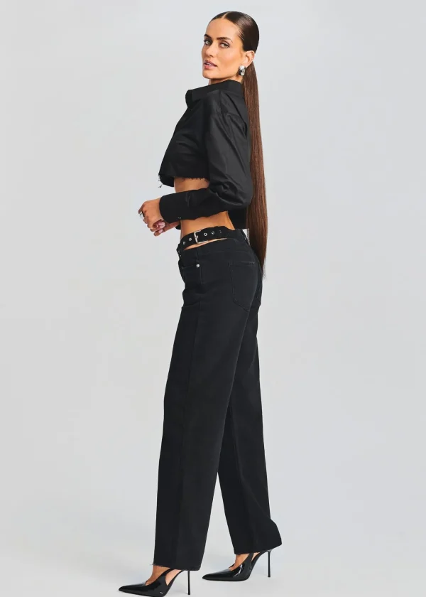 Bottoms*Retrofete Christy Straight Leg Jean Stone Black
