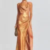 RETROFÊTE*Retrofete Cleo Silk Chiffon Dress Nude Glitter