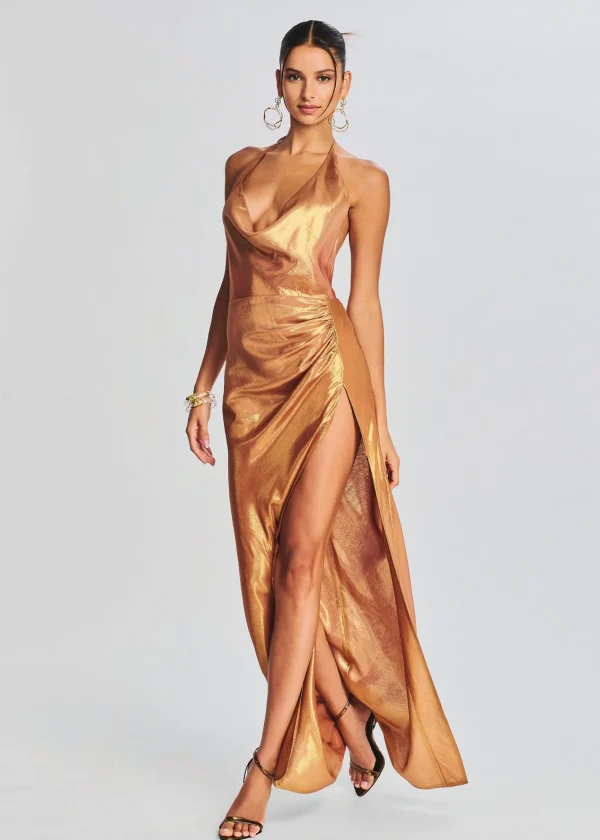 RETROFÊTE*Retrofete Cleo Silk Chiffon Dress Nude Glitter
