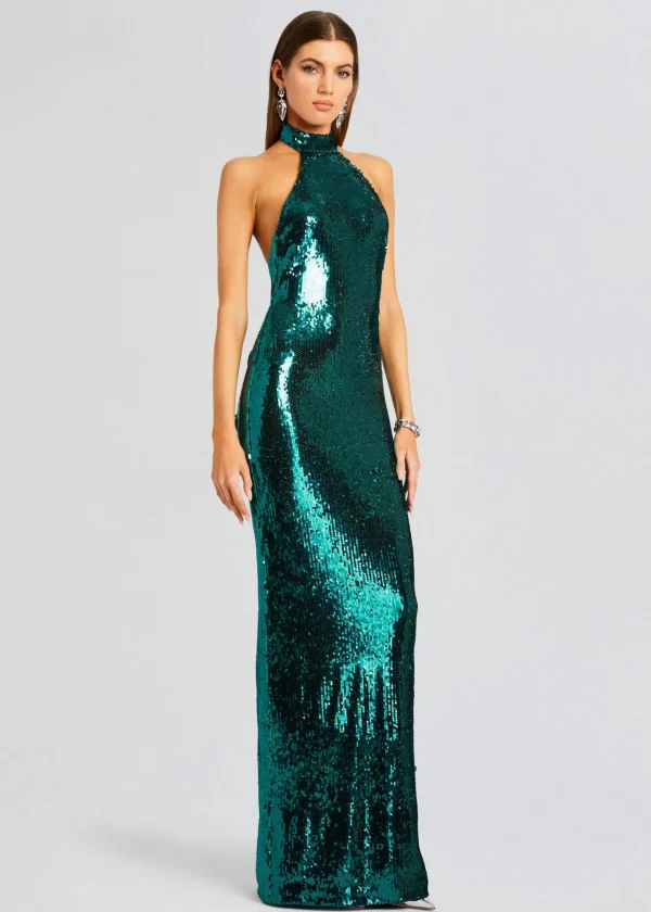 Guest Of*Retrofete Cora Sequin Dress Aquamarine