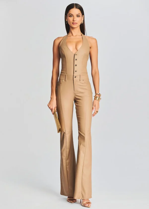 Denim*Retrofete Cynthia Coated Denim Jumpsuit Coated Tannin
