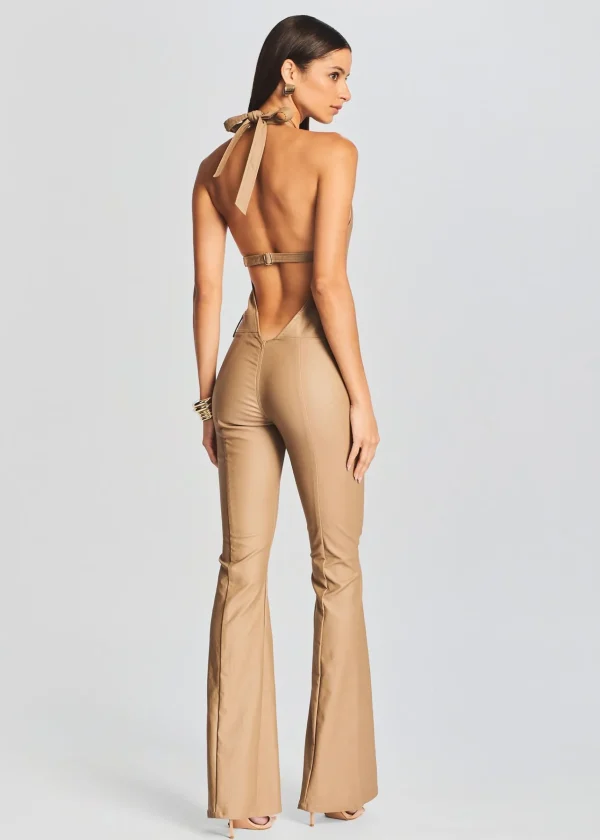 RETROFÊTE*Retrofete Cynthia Coated Denim Jumpsuit Coated Tannin
