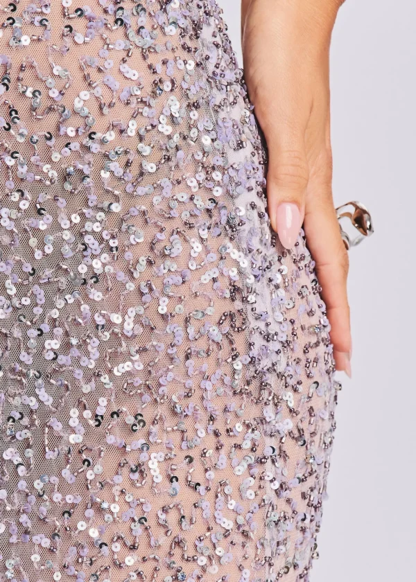 Guest Of*Retrofete Dante Sequin Dress Mink Grey