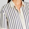 Business Chic*Retrofete Davey Blouse Navy/ Ivory Stripe