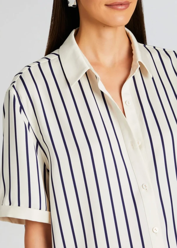 Business Chic*Retrofete Davey Blouse Navy/ Ivory Stripe